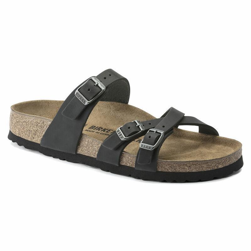 Birkenstock Oiled Læder Franca Dame Sort | DK 445PJJ